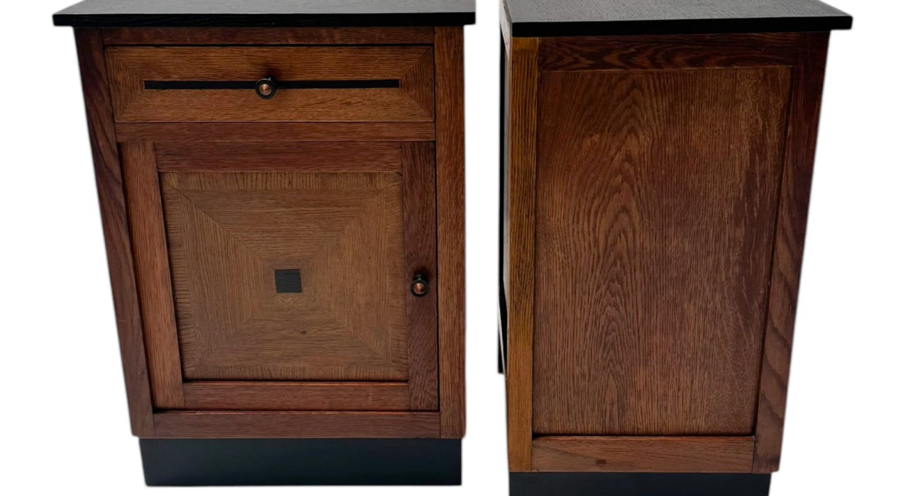 Two Art Deco Modernist Nightstands or Bedside Tables, 1920s